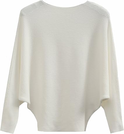 GABERLY Boat Neck Batwing Sleeves Dolman Knitted Sweaters and Pullovers Tops for Women