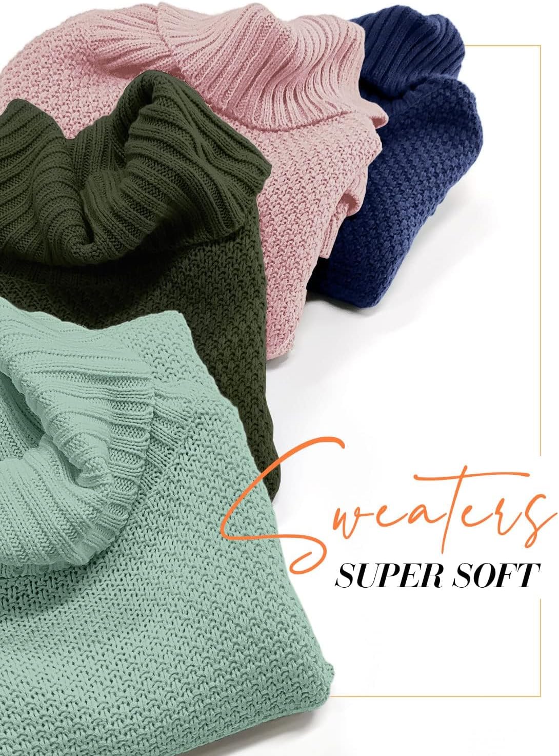 Women's Oversized Turtleneck Long Sleeve Casual Pullover Knit Tunic Sweater