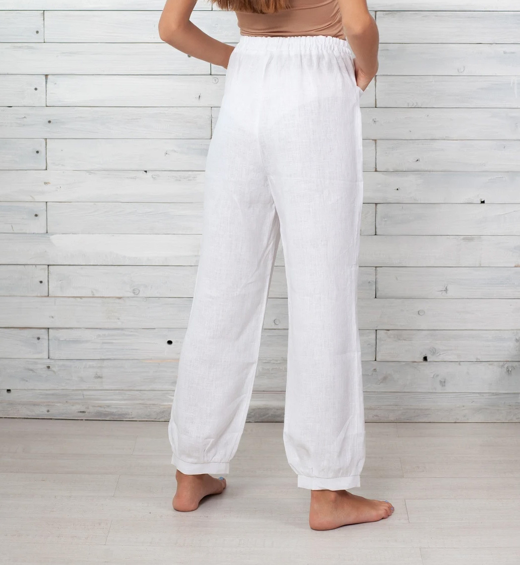 Women's loose cotton linen casual pants