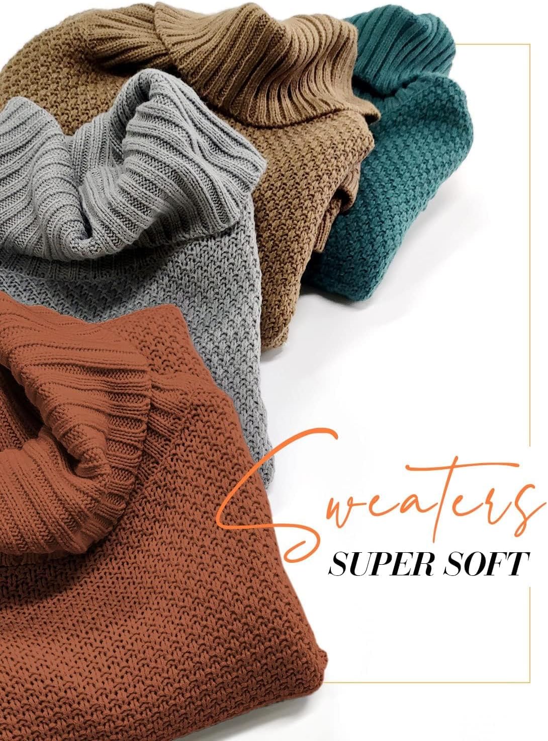 Women's Oversized Turtleneck Long Sleeve Casual Pullover Knit Tunic Sweater