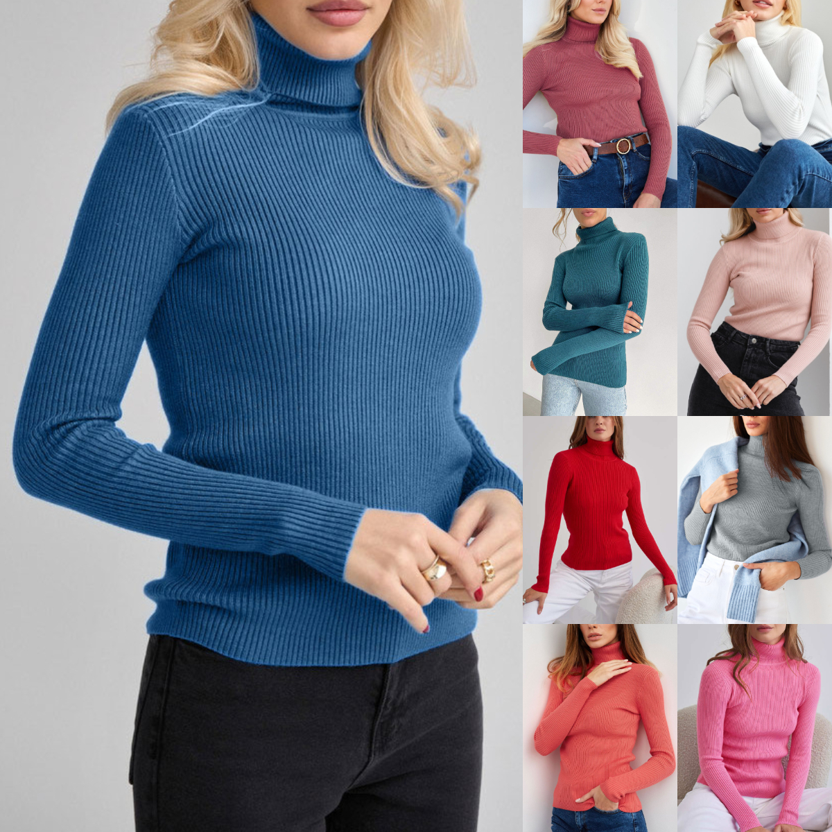 Women's turtleneck sweater knitted bottoming shirt  pullover sweater