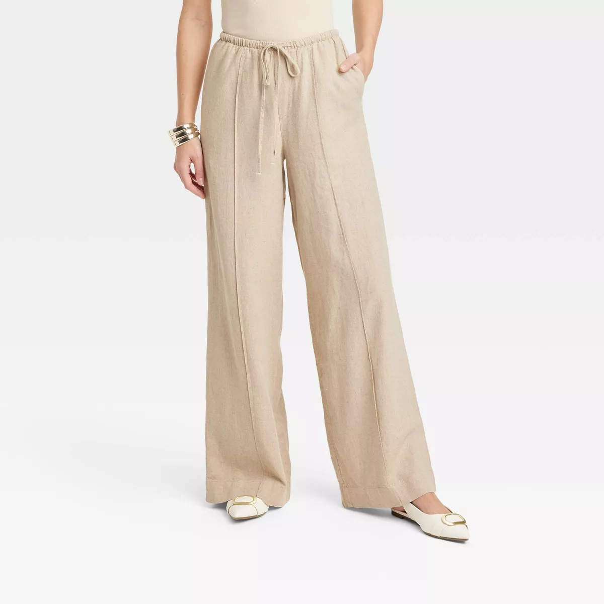 Women's Cotton linen wide leg pants
