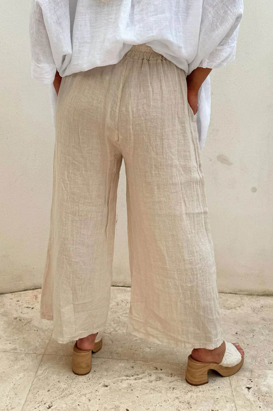 Women's Cotton and linen wide leg pants