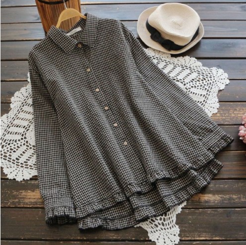 Cotton Linen Ruffled Sleeves Shirt