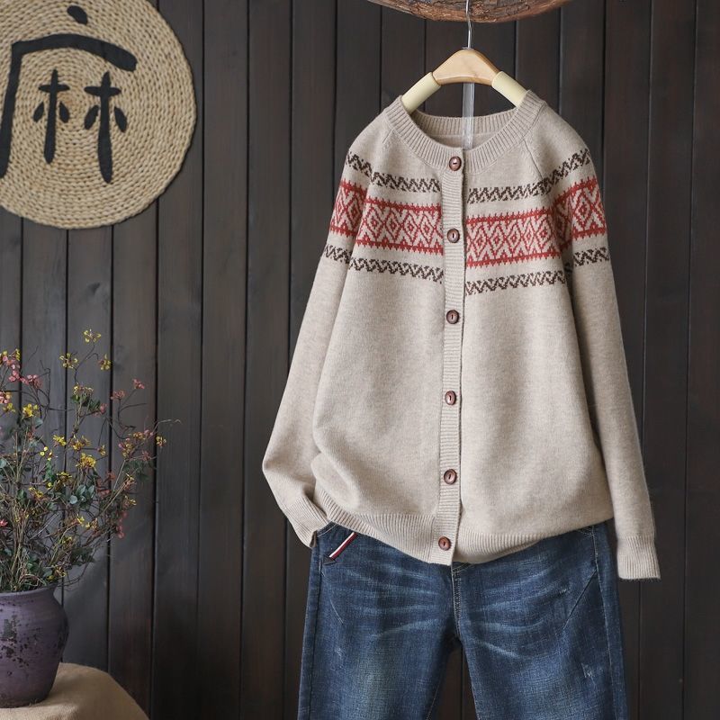 Corespun raglan sleeve knitted cardigan