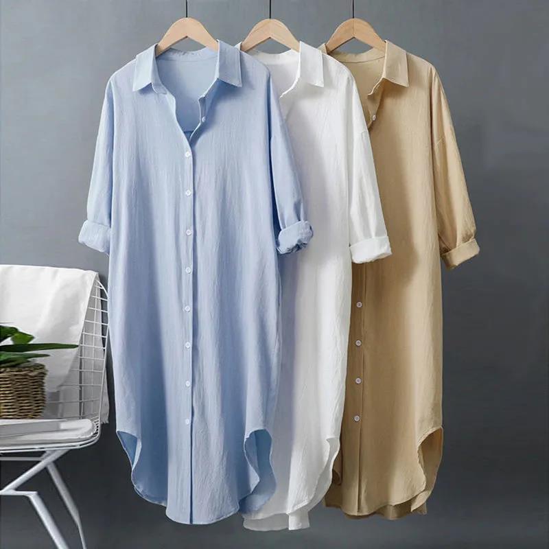 Cotton Linen Versatile Loose Casual Tunic Shirt