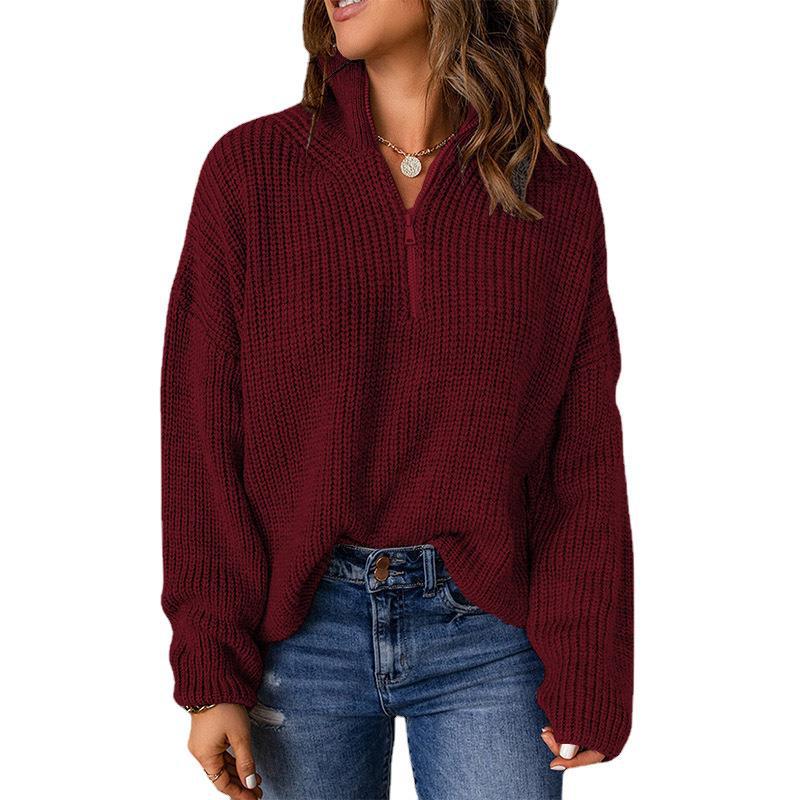 Women's Casual Turtleneck Zipper Sweater