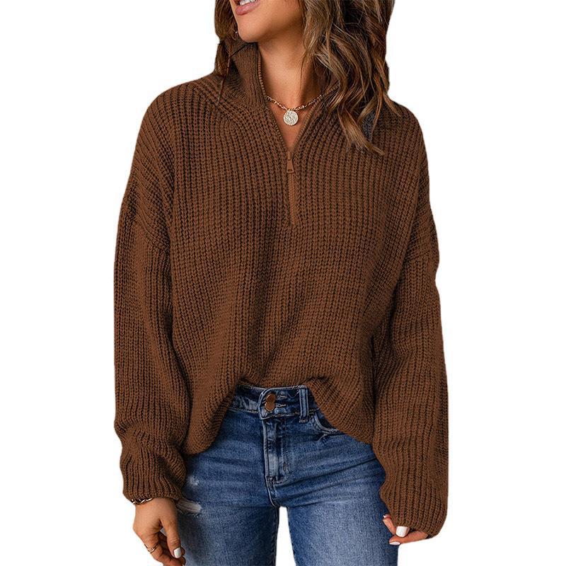 Women's Casual Turtleneck Zipper Sweater