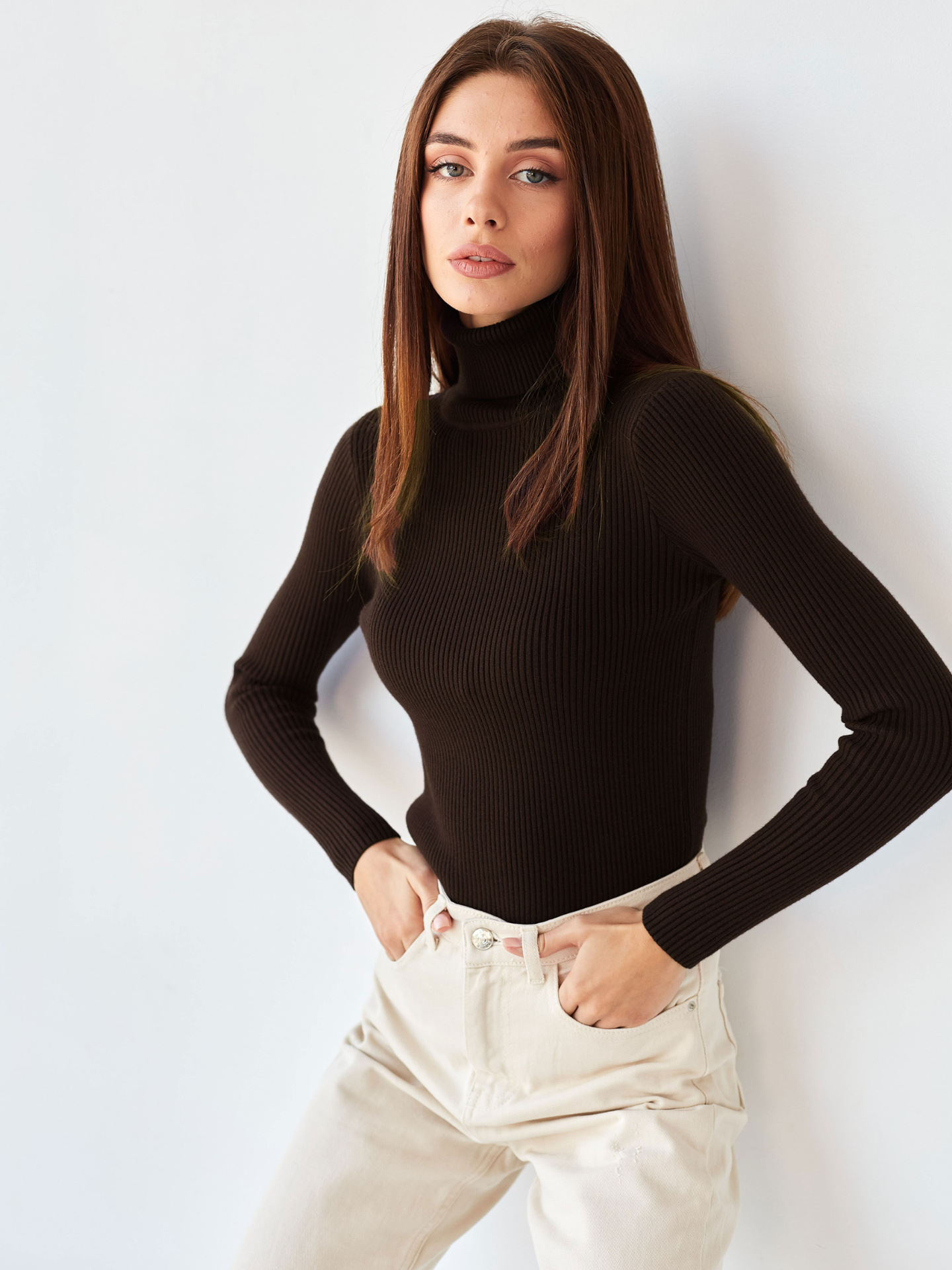 Cross-border turtleneck sweater knitted bottoming shirt Europe and America 2023 Amazon autumn knitted sweater turtleneck pullover sweater for women