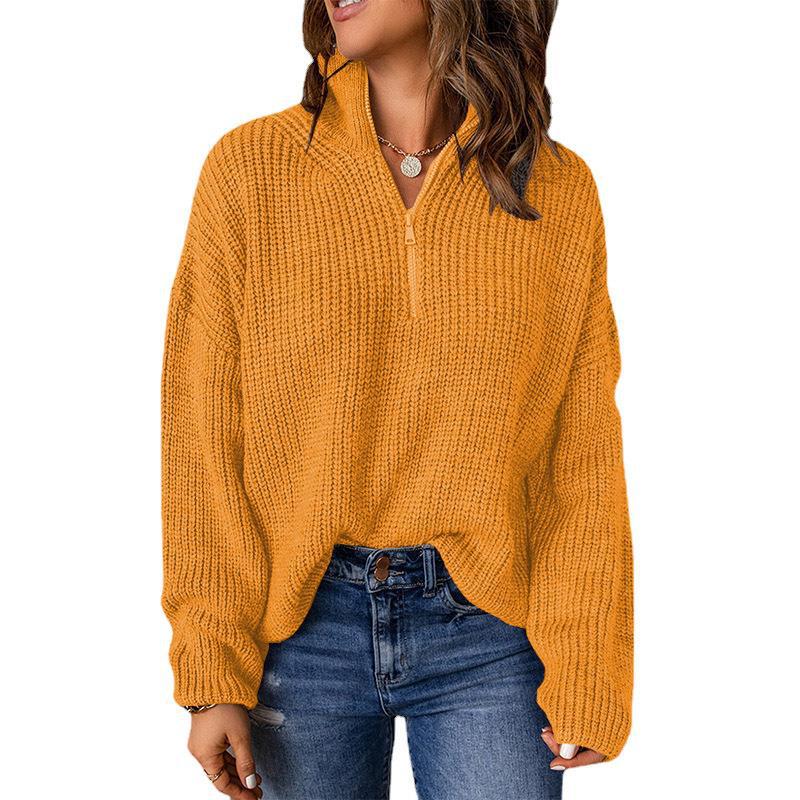 Women's Casual Turtleneck Zipper Sweater