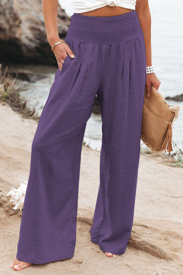 2024 Women's summer cotton and linen high waist pants