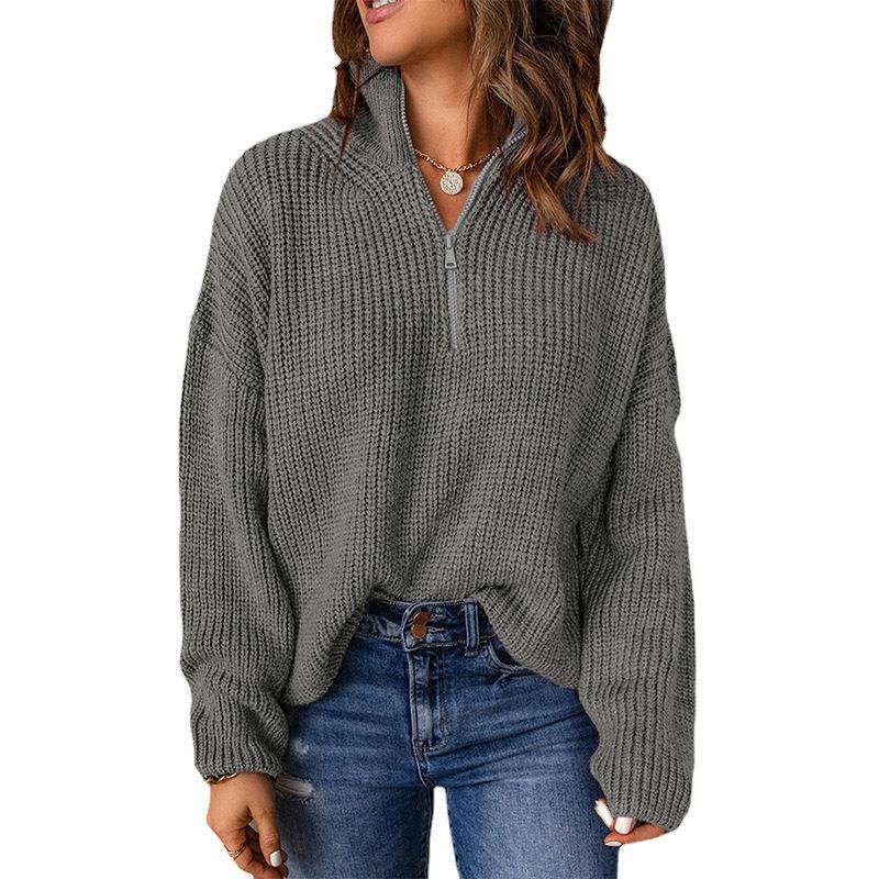 Women's Casual Turtleneck Zipper Sweater