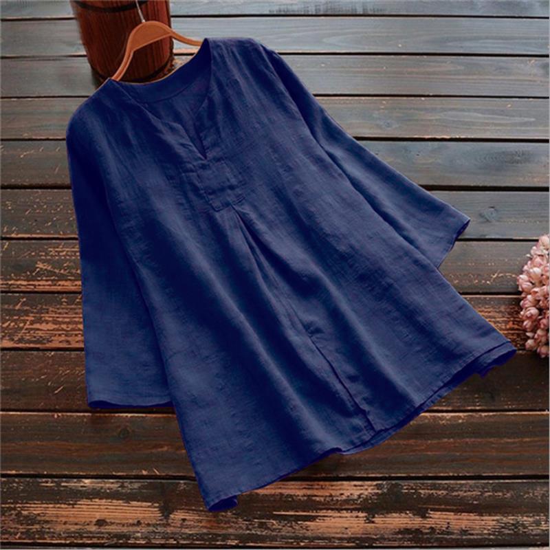 Cotton Linen European 7-Quarter Sleeve Loose Fit Shirt