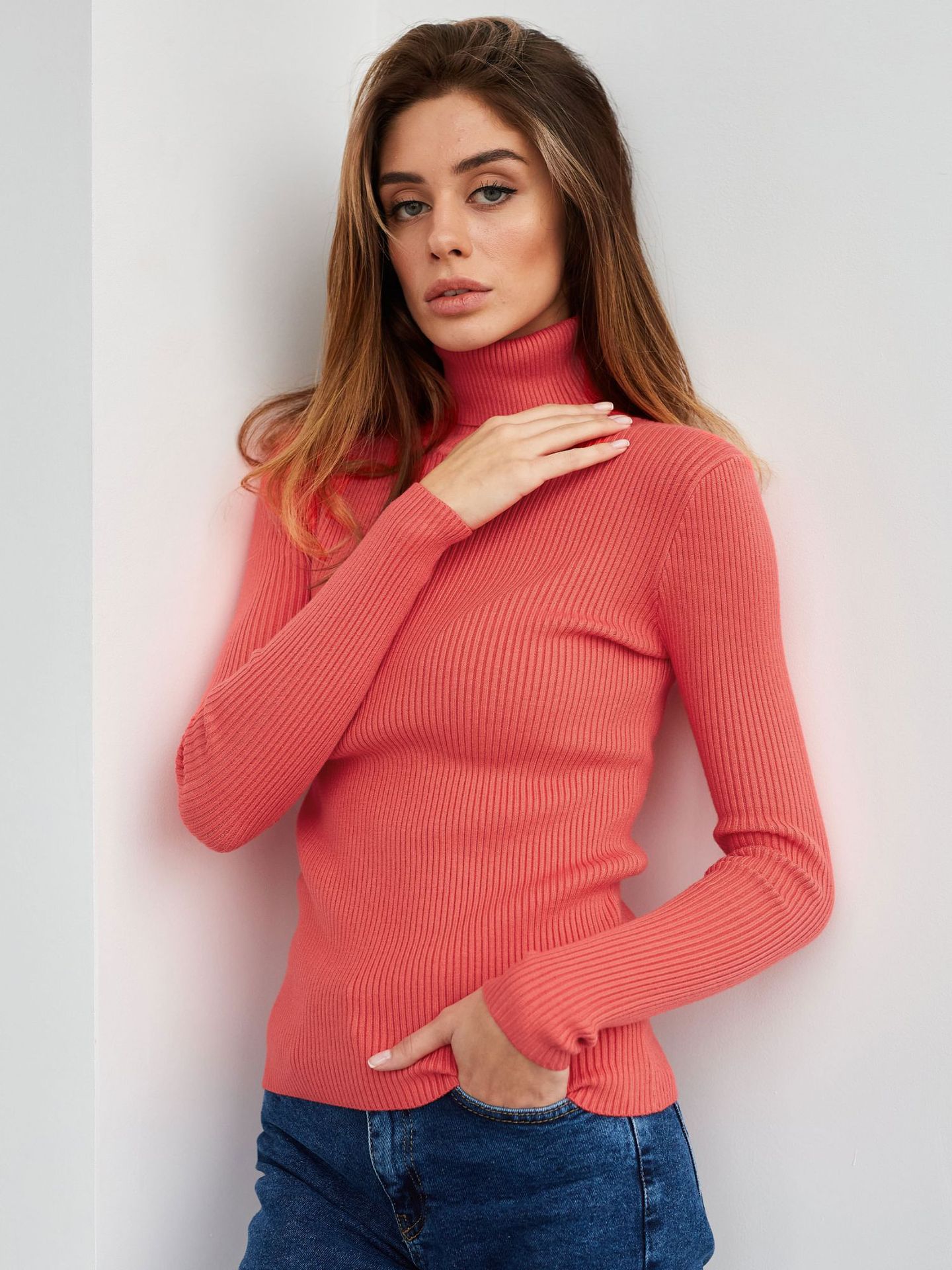 Cross-border turtleneck sweater knitted bottoming shirt Europe and America 2023 Amazon autumn knitted sweater turtleneck pullover sweater for women