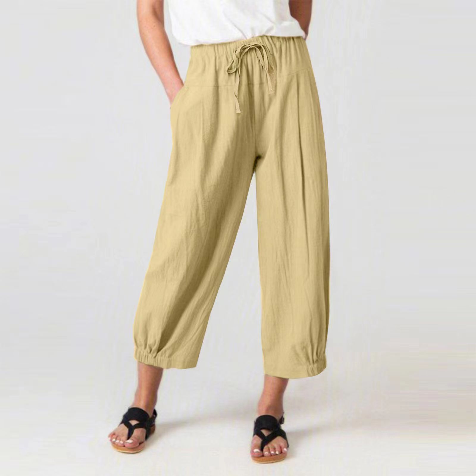 WOMEN'S SUMMER CAPRI WIDE LEG FLOWER PANTS