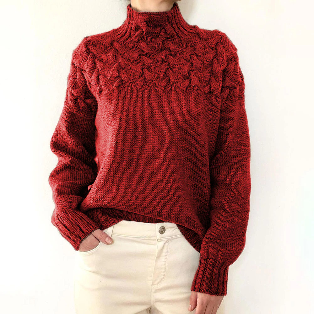 Women's knitted turtleneck long sleeve sweater