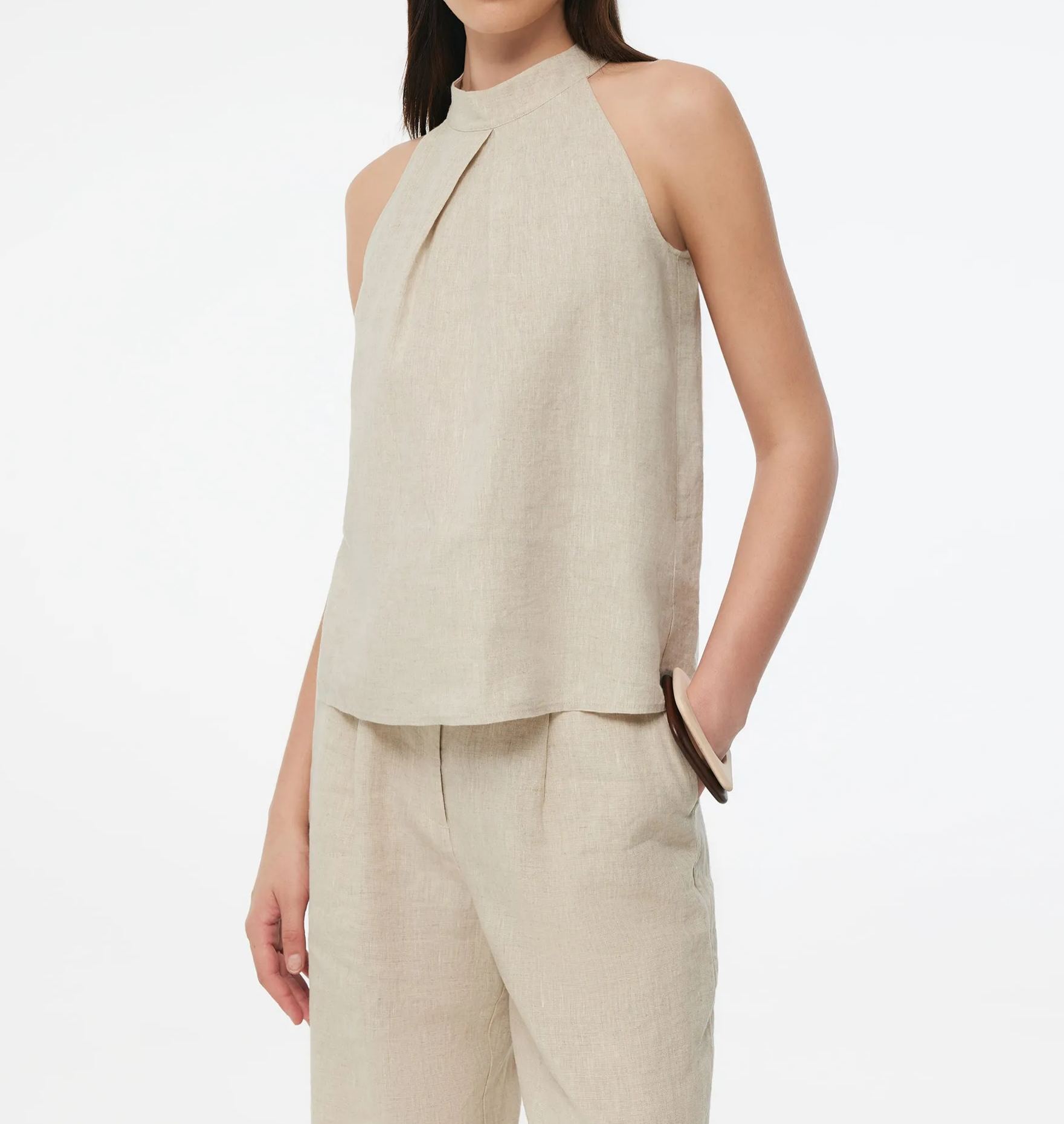 100% Linen Women Halter Tank Top