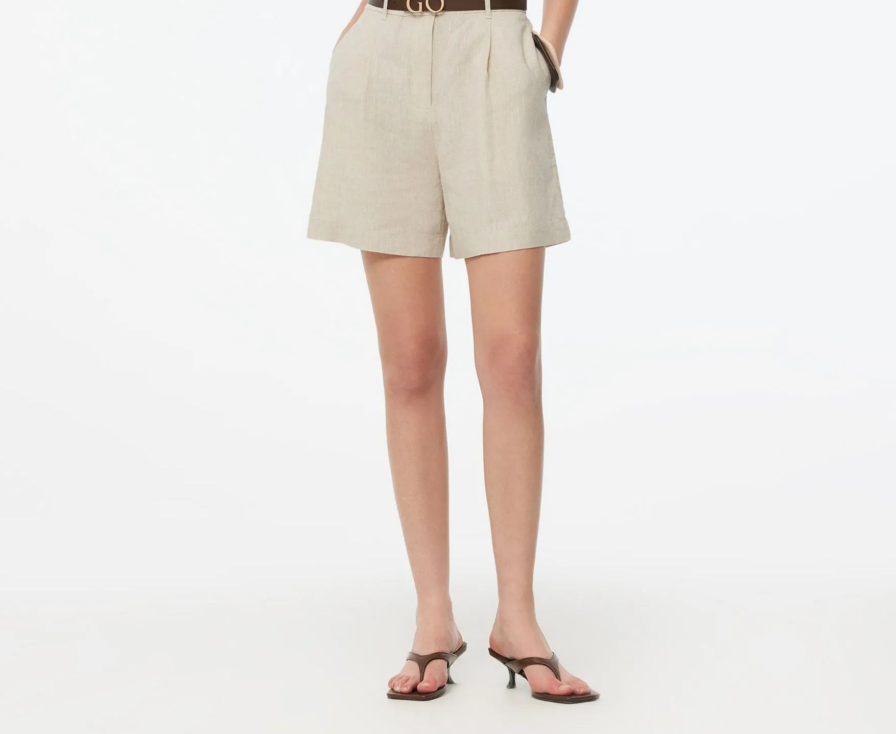 100% Cotton Linen Women Pocket Shorts