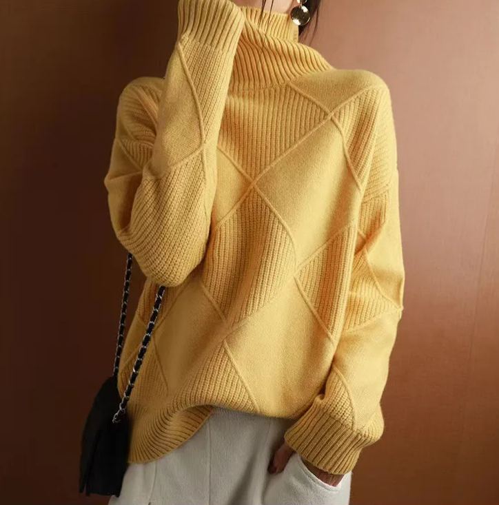🔥Last Day 60% Off🔥 Cashmere Diamond Pattern Turtleneck Sweater