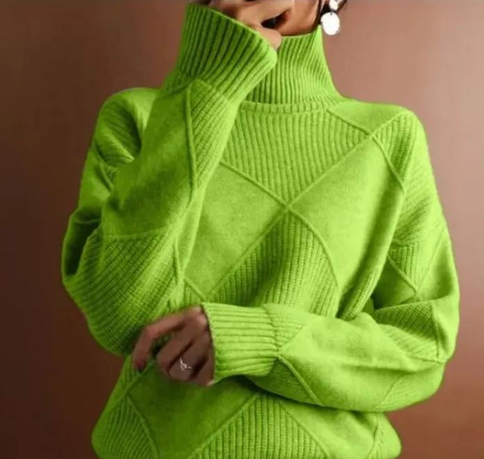 🔥Last Day 60% Off🔥 Cashmere Diamond Pattern Turtleneck Sweater