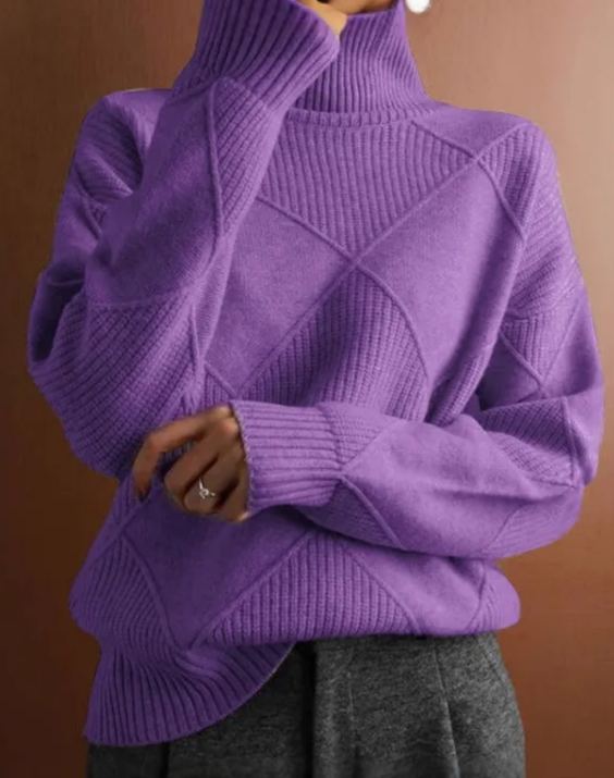 🔥Last Day 60% Off🔥 Cashmere Diamond Pattern Turtleneck Sweater