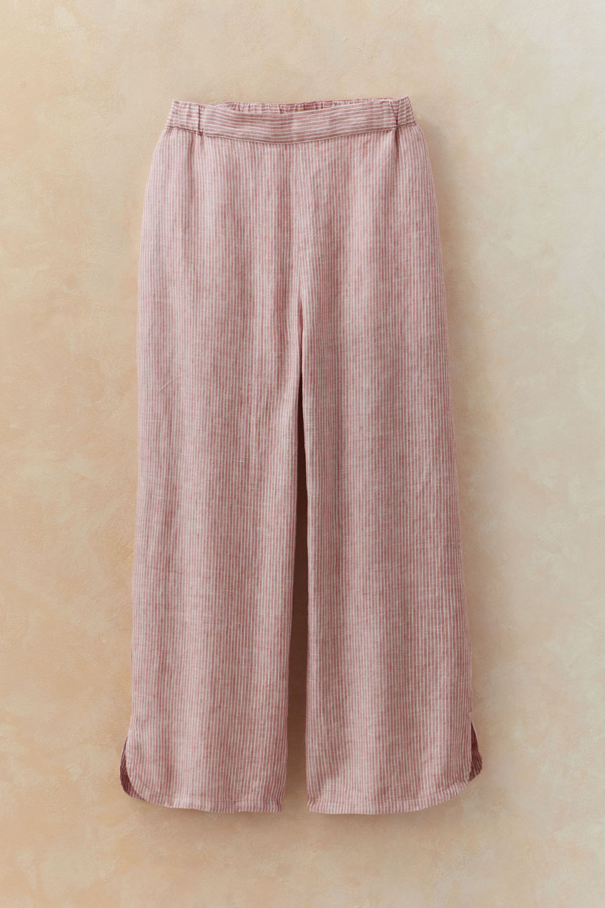 Striped Linen Wide-Leg Crops