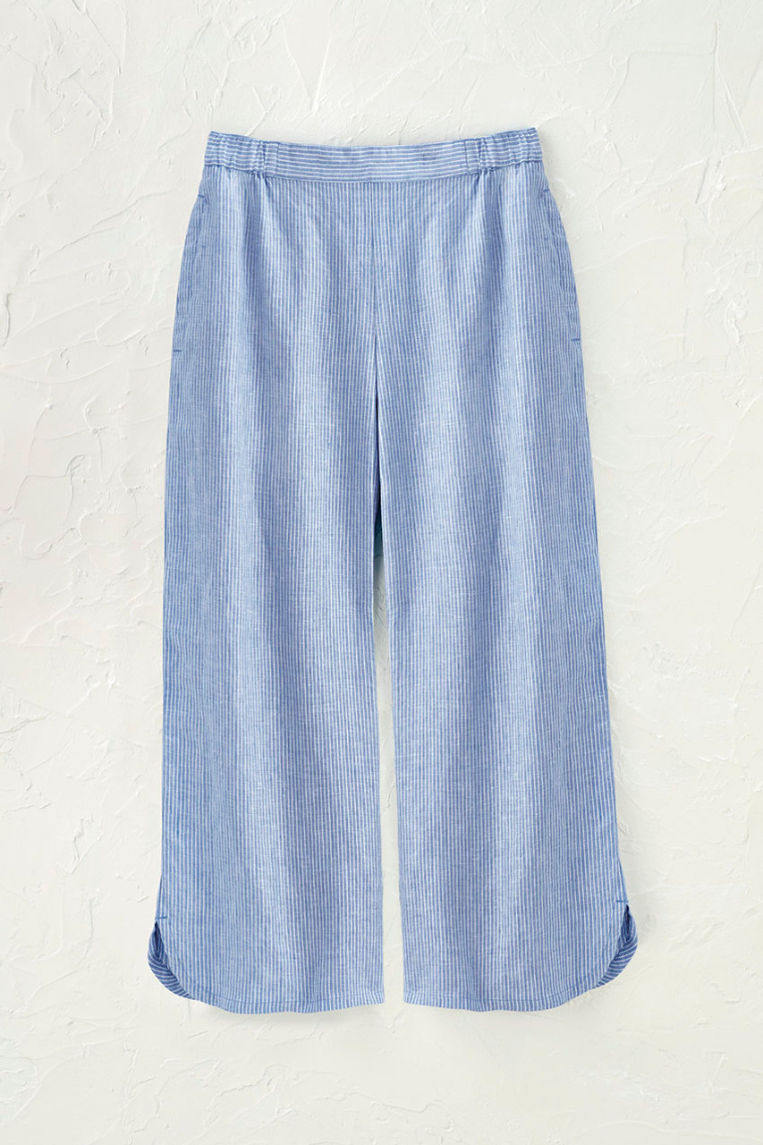 Striped Linen Wide-Leg Crops