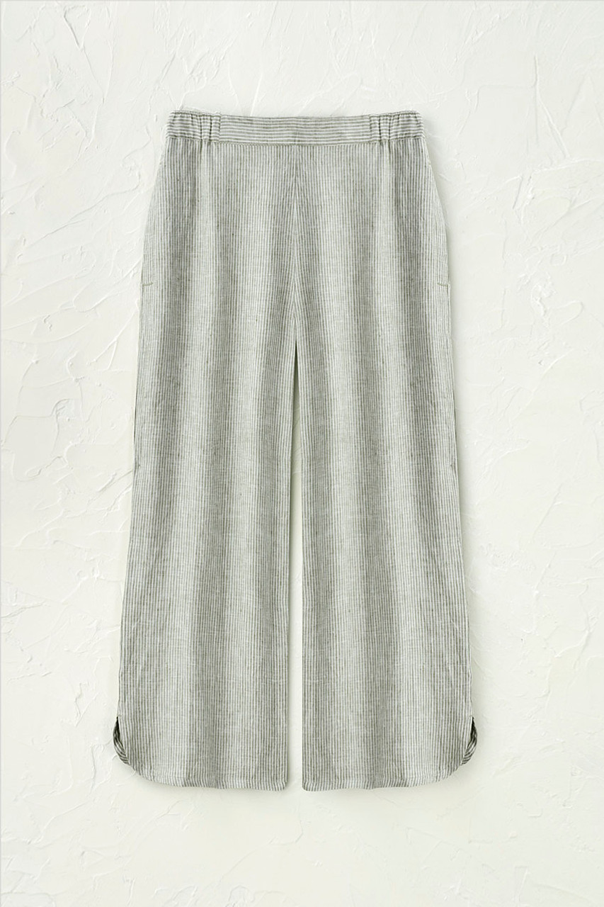 Striped Linen Wide-Leg Crops