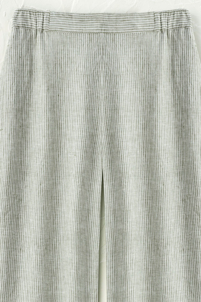 Striped Linen Wide-Leg Crops