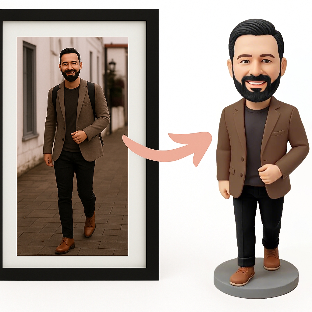 Valentine's Day Gifts Fully Customizable 1 Person Custom Bobblehead With Engraved Text