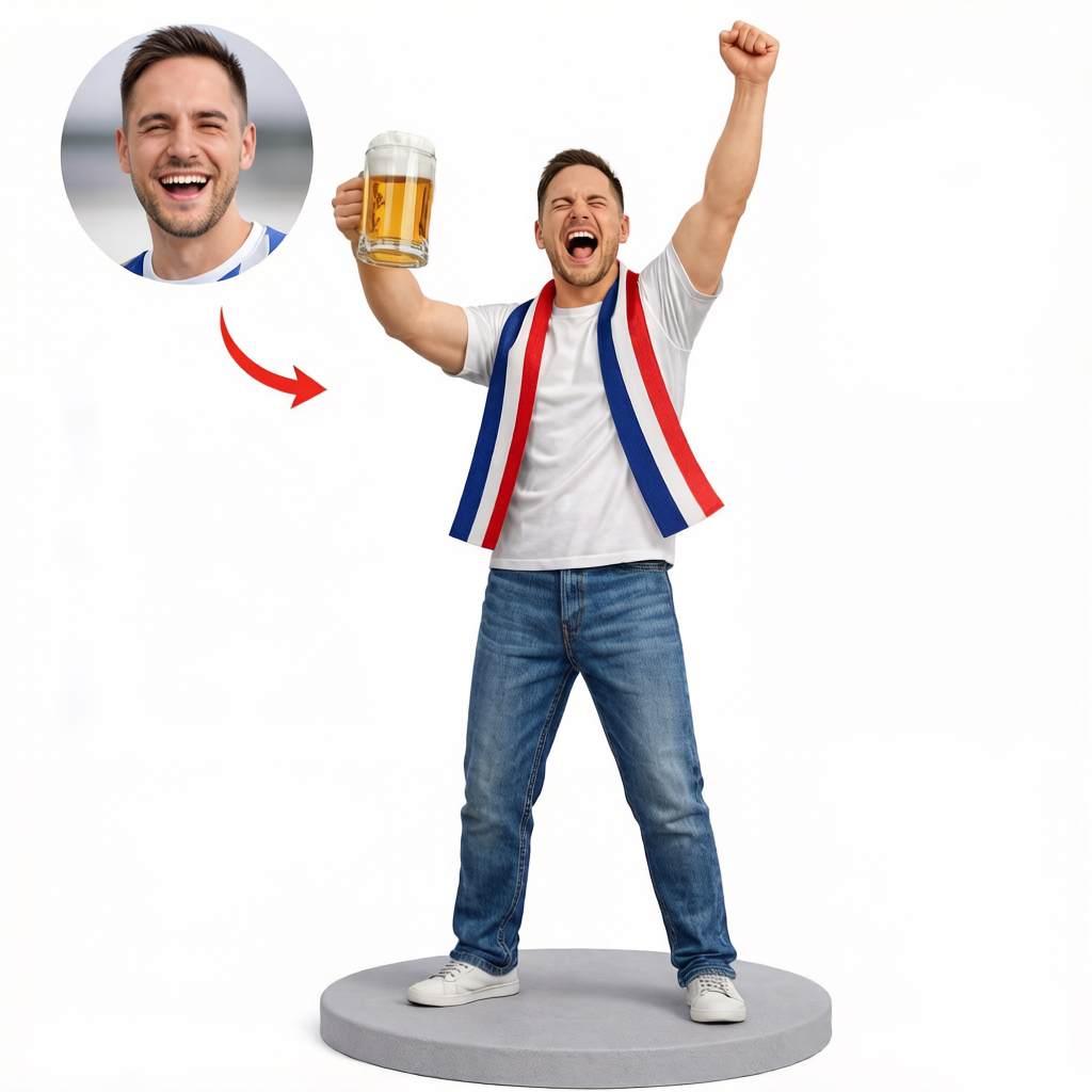 Custom Stadium Fan Bobblehead, Personalized Soccer Celebration Bobblehead, Custom Bobblehead Engraved with Text