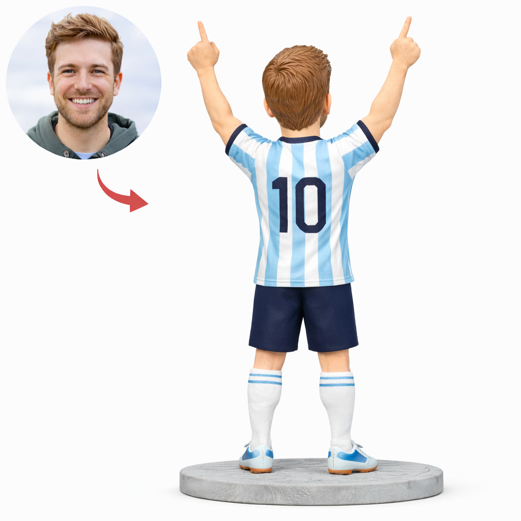 Custom Victory Pose Bobblehead, Personalized Soccer Style Bobblehead from Your Photo, Custom Bobblehead Engraved with Text
