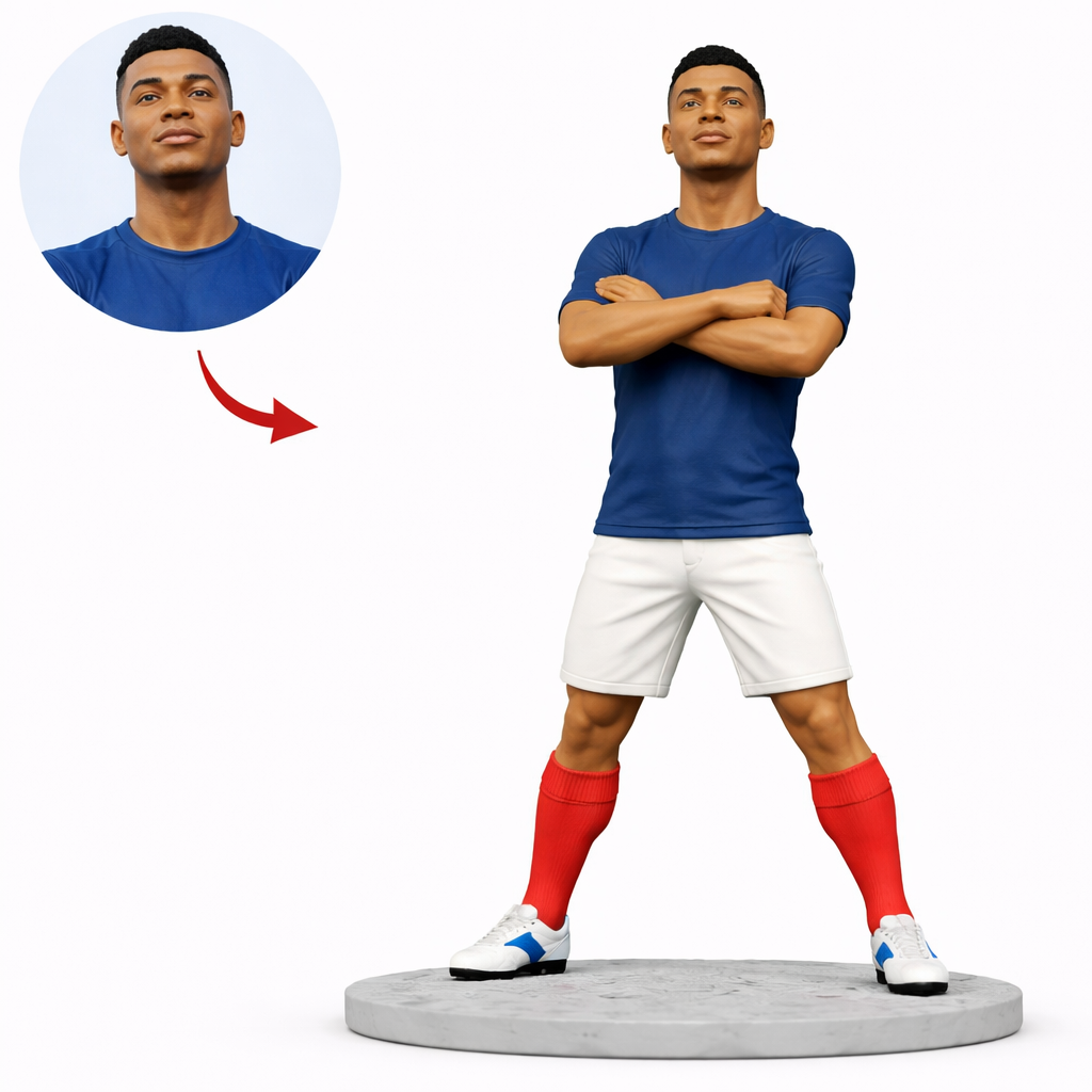 Custom Confidence Pose Bobblehead, Personalized Soccer Style Bobblehead from Your Photo, Custom Bobblehead Engraved with Text