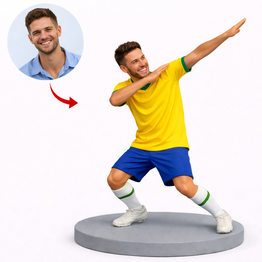 Custom Celebration Dance Bobblehead, Personalized Soccer Style Bobblehead from Your Photo, Custom Bobblehead Engraved with Text