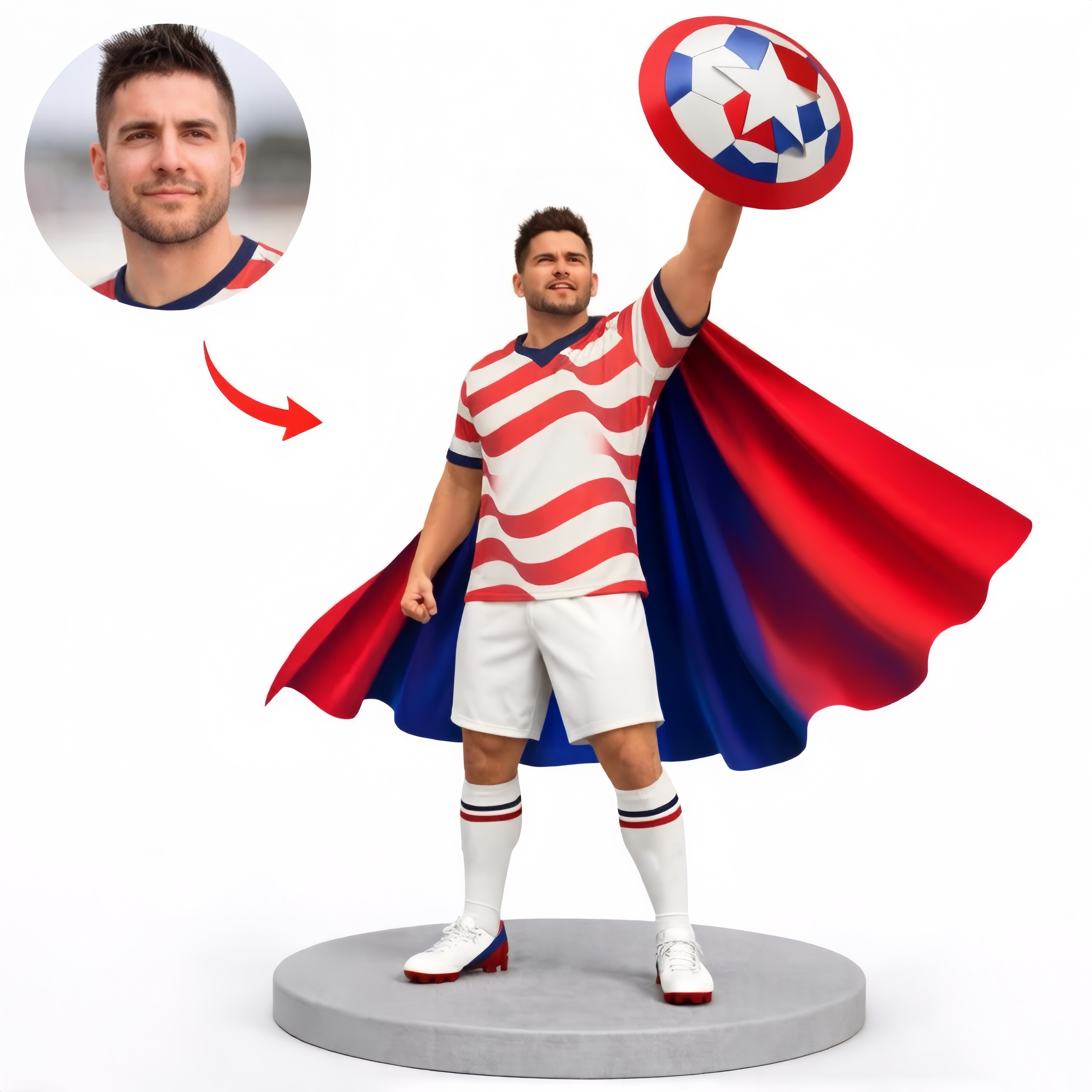 Custom All-Star Fan Bobblehead, Personalized Soccer Hero Bobblehead, Custom Bobblehead Engraved with Text