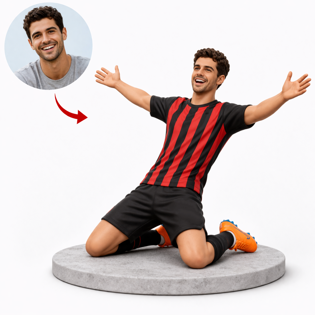 Custom Goal Celebration Bobblehead, Personalized Soccer Style Bobblehead from Your Photo, Custom Bobblehead Engraved with Text