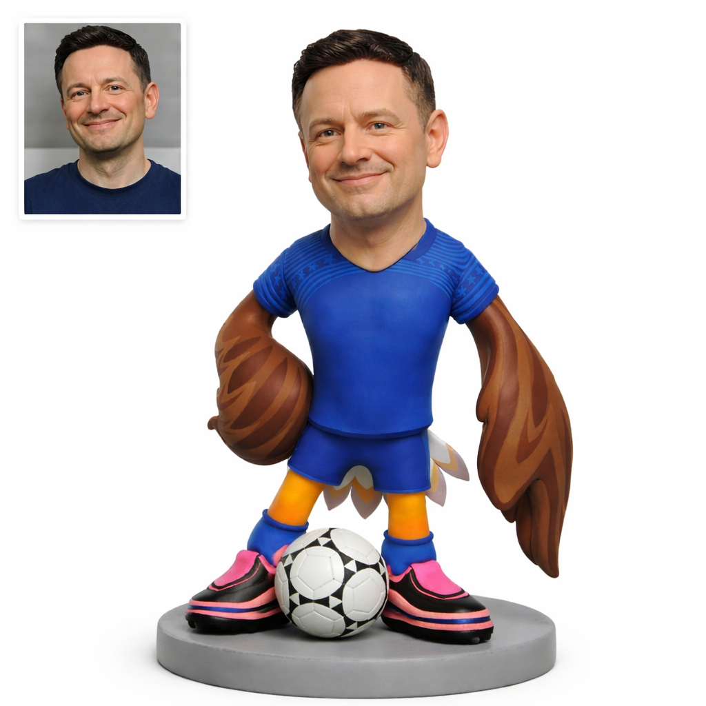 Custom Fan Mascot Bobblehead, Turn Your Photo into a Soccer Cheer Character, Custom Bobblehead Engraved with Text