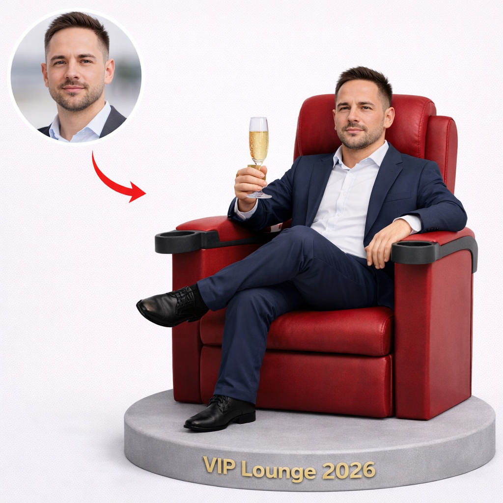 Custom Elite Fan Bobblehead, Turn Your Photo into a VIP Lounge Bobblehead, Custom Bobblehead Engraved with Text, Luxury Soccer Viewing Gift