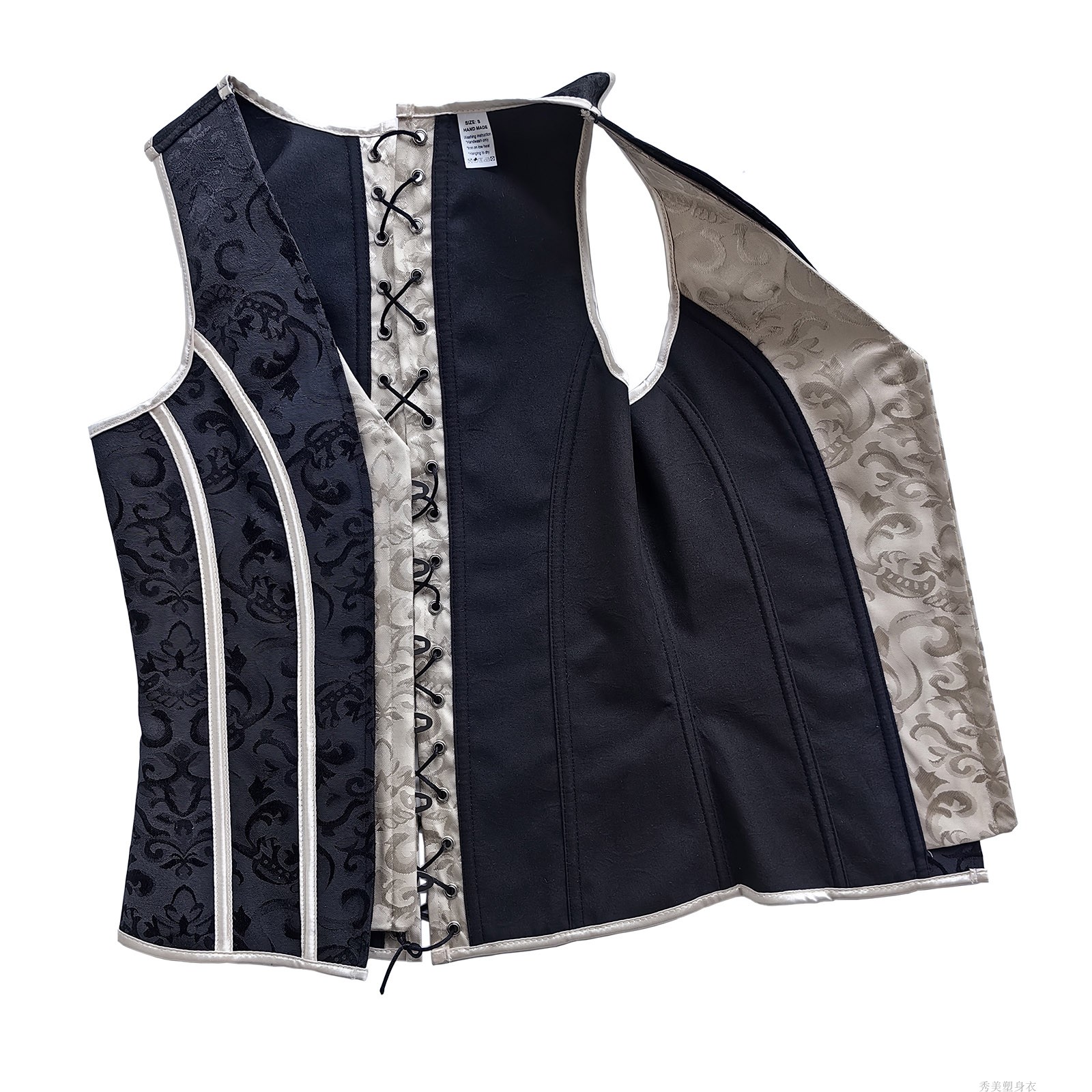 Male Corset Vest Tummy Shaper Dress Waistcoat Lace Up Boned Vintage Vest Waist Trainer Red Print Tight Tops Costume Stage Party