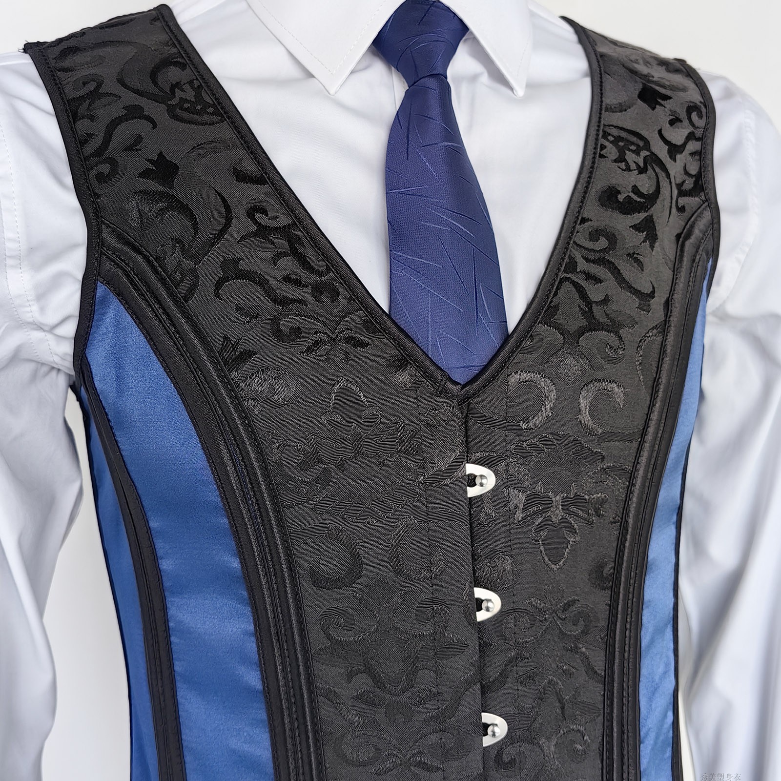 Male Corset Vest Tummy Shaper Dress Waistcoat Lace Up Boned Vintage Vest Waist Trainer Red Print Tight Tops Costume Stage Party