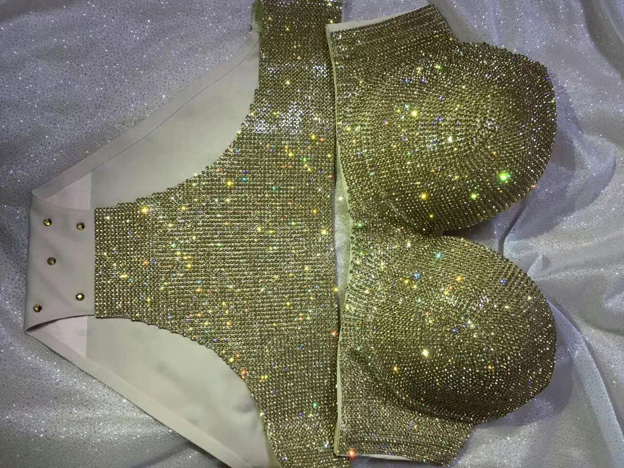 Gold Crystal Cabaret Bra & High-Waist Set - detail view 7