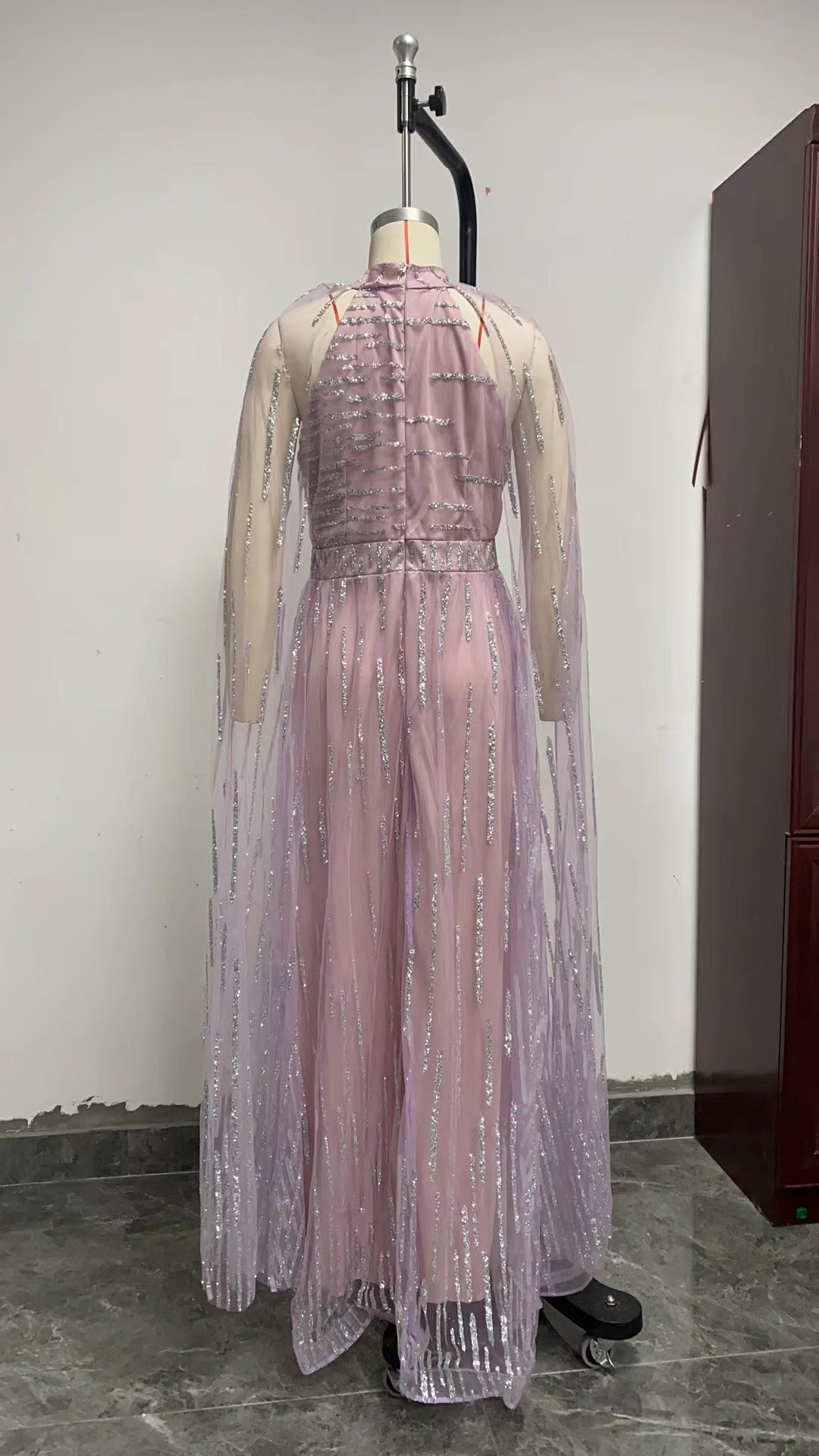 Latest Temperament Mesh Long Dress Dress Tassel Sequins Evening Dress Women's Bridesmaid Dress Birthday Graduation Dress