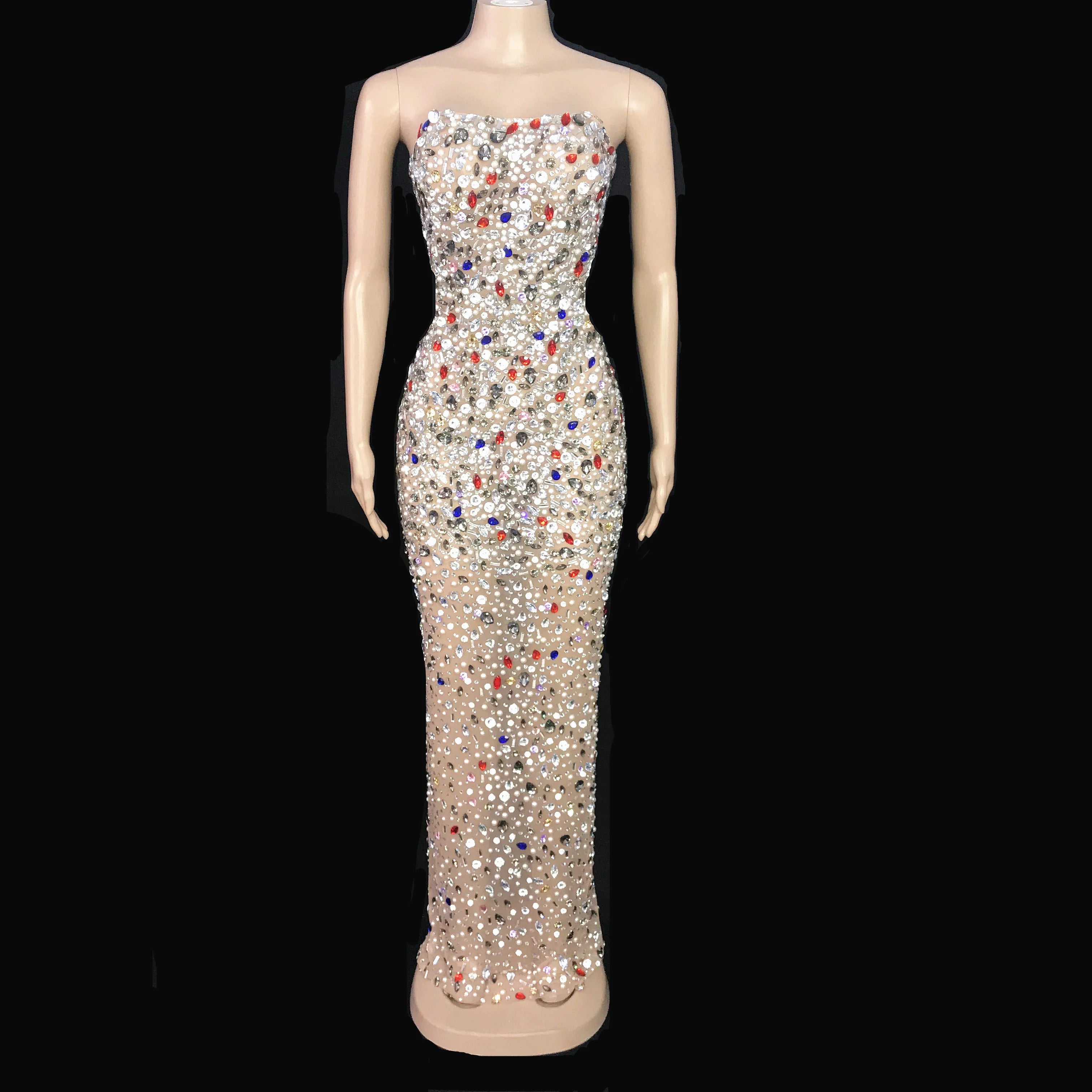 Evening Celebrate Stones Dresses Women Birthday Singer Dancer Stage Performance Sexy Transparent Costumes