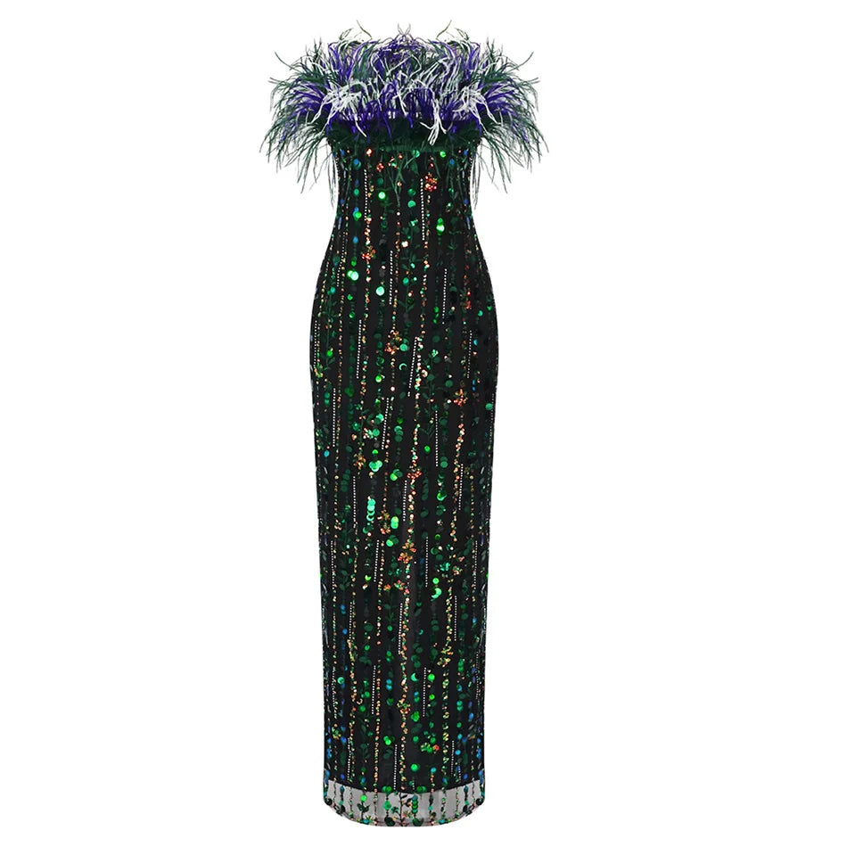 High Waist And Long Heavy Industry Beading Party Praty Toast Dress Ladies Evening Dress