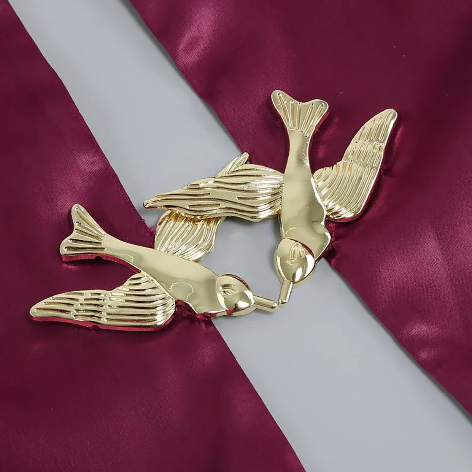 New Wine Red Sexy Open Backless Long Sleeve Sewing Button Casual Dress Evening Dress Party Toast Wedding