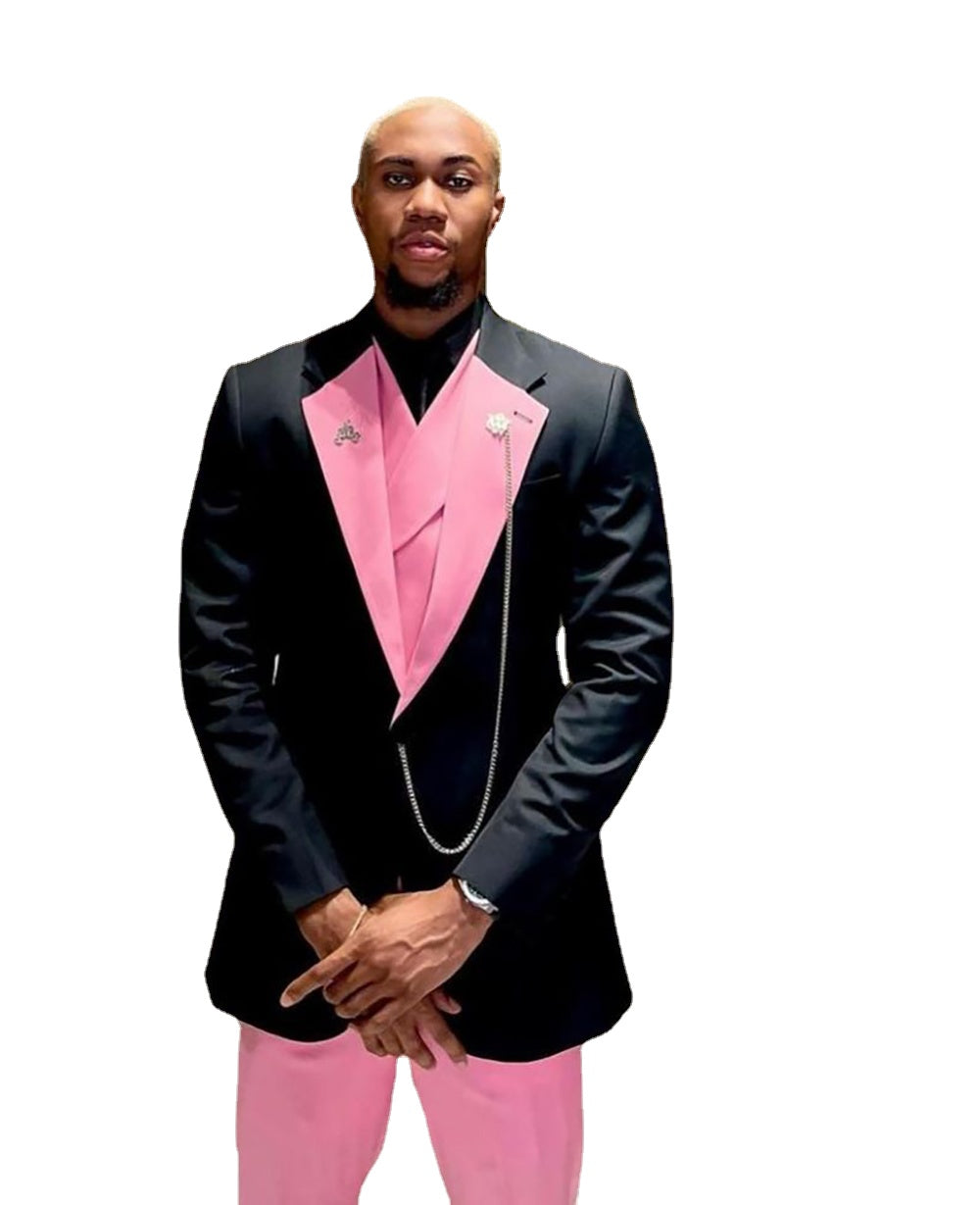Black Pink Men Suit 3 Pieces Slim Fit Tailor-Made Single Breasted Wedding Groom Work Causal Prom Tailored