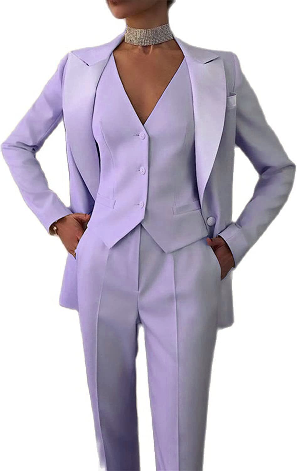 3 Pieces Women Suits Lapel Blazer Custom Made Blazer+Vest+Pants Office Lady Formal Single Breasted Party Prom Dress