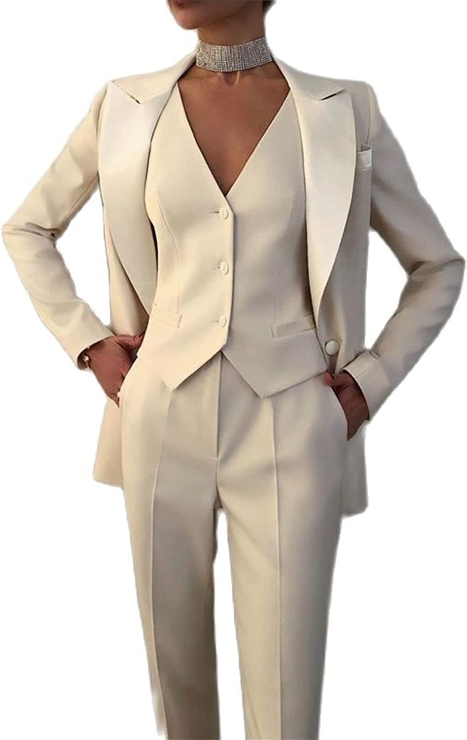 3 Pieces Women Suits Lapel Blazer Custom Made Blazer+Vest+Pants Office Lady Formal Single Breasted Party Prom Dress