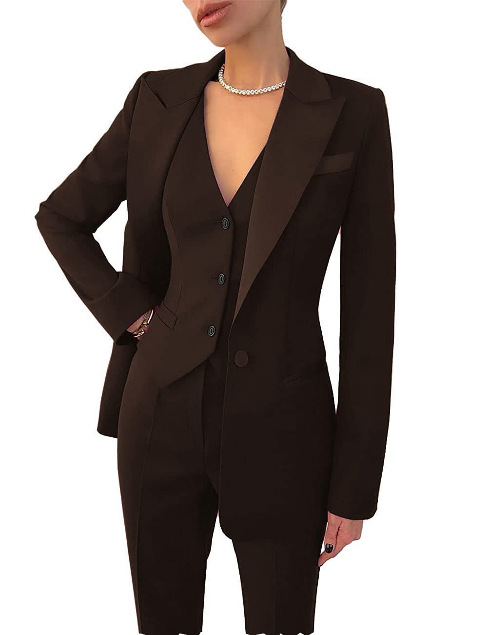 3 Pieces Women Suits Lapel Blazer Custom Made Blazer+Vest+Pants Office Lady Formal Single Breasted Party Prom Dress