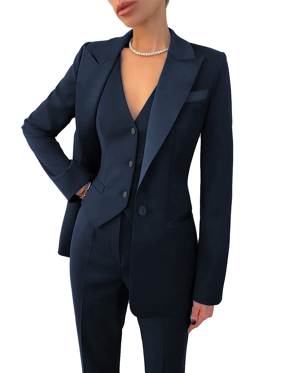3 Pieces Women Suits Lapel Blazer Custom Made Blazer+Vest+Pants Office Lady Formal Single Breasted Party Prom Dress